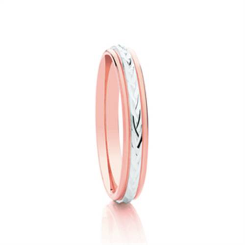 3mm Two Tone Patterned Wedding Ring