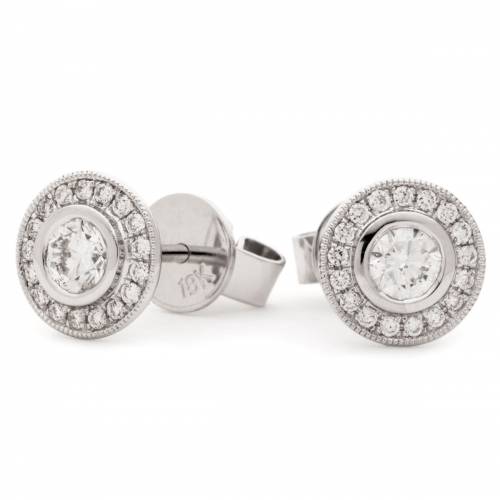 HER143 Designer Edge Halo Diamond Earrings