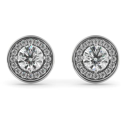 HER60 Round cut Halo Designer Diamond Earrings