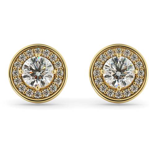 HER60 Round cut Halo Designer Diamond Earrings