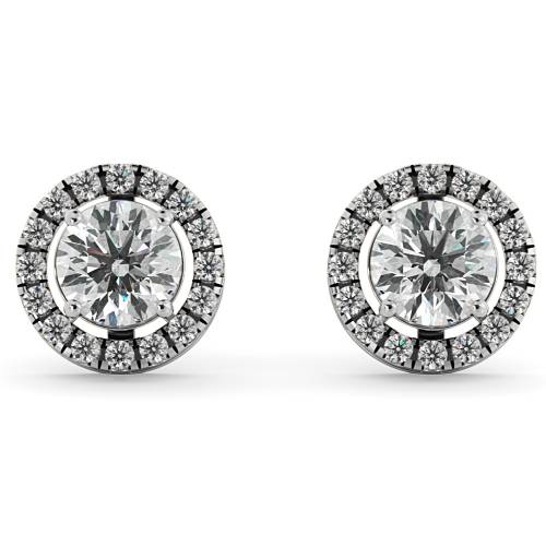 HER64 Round Micro set Halo Designer Diamond Earrings