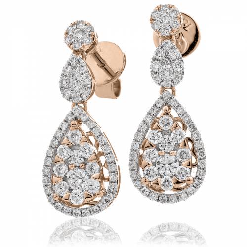 HERCL213 Pear Shape Diamond Drop Earrings