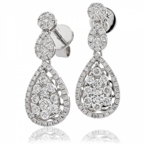 HERCL213 Pear Shape Diamond Drop Earrings