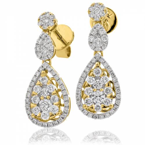 HERCL213 Pear Shape Diamond Drop Earrings