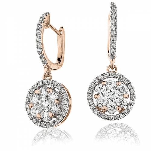 HERCL218 Round Cut Diamond Drop Earrings
