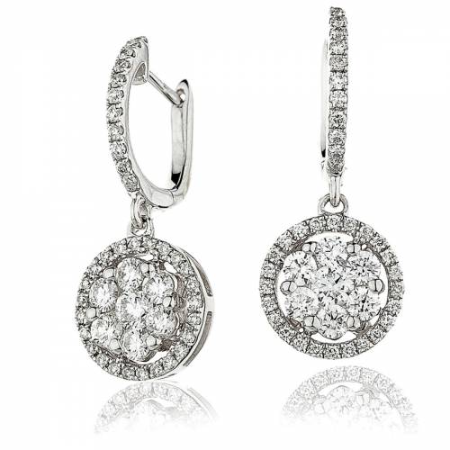 HERCL218 Round Cut Diamond Drop Earrings