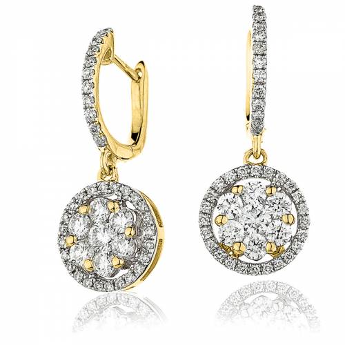HERCL218 Round Cut Diamond Drop Earrings