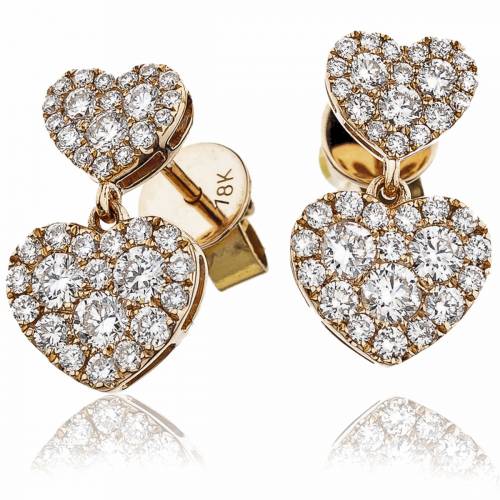 HERCL222 Heart Shape Drop Cluster Earrings