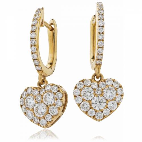 HERCL223 Duo Heart Shape Drop Cluster Earrings