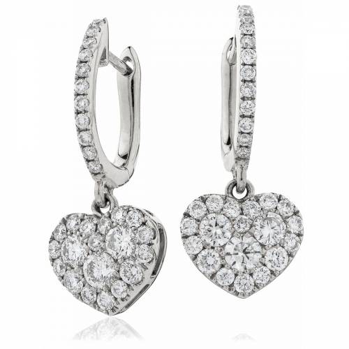 HERCL223 Duo Heart Shape Drop Cluster Earrings