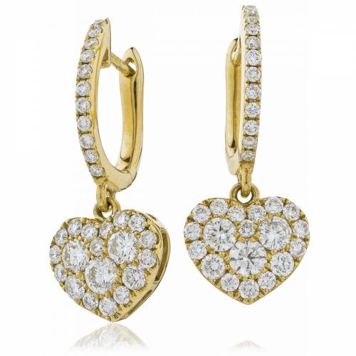 HERCL223 Duo Heart Shape Drop Cluster Earrings