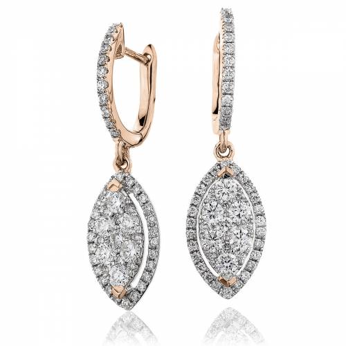 HERCL224 Oval Shape Drop Cluster Earrings