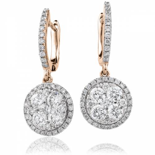 HERCL229 Single Halo Drop Cluster Earrings