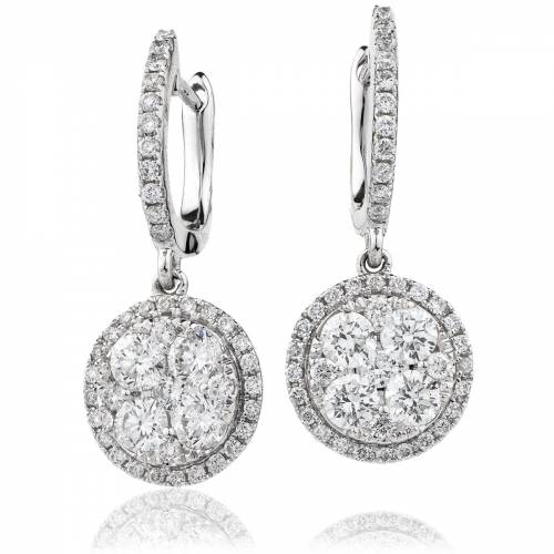 HERCL229 Single Halo Drop Cluster Earrings