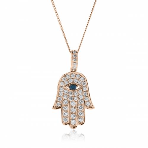 HPRGBS220 Star of David and Evil Eye Blue Sapphire Pendant