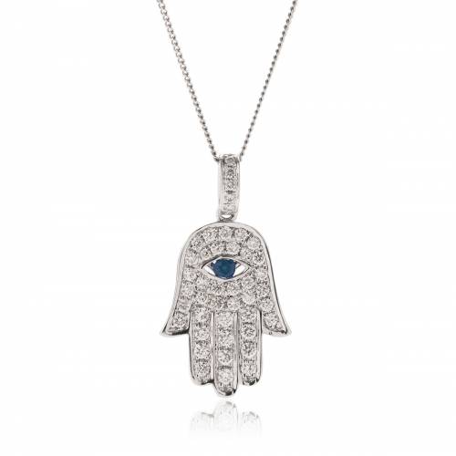 HPRGBS220 Star of David and Evil Eye Blue Sapphire Pendant