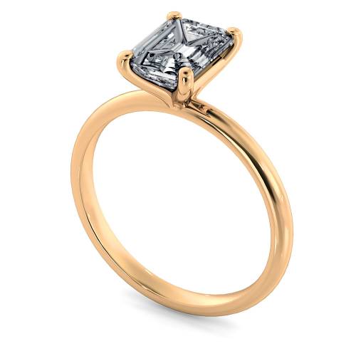 HRE2368 Modern Emerald Cut Solitaire Diamond Ring
