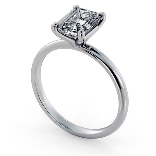 HRE2368 Modern Emerald Cut Solitaire Diamond Ring