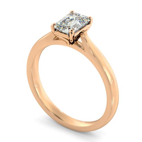 HRE406  Four Claw Emerald cut Solitaire Diamond Ring