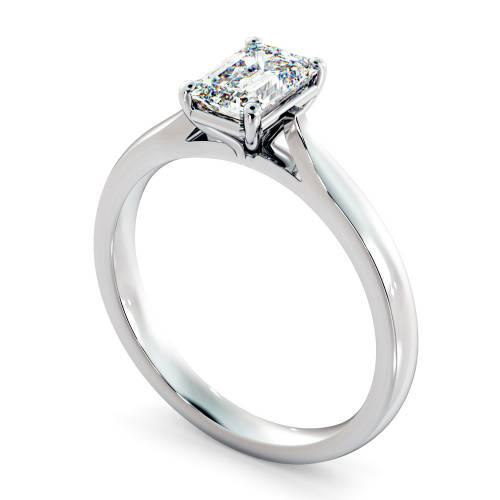HRE406  Four Claw Emerald cut Solitaire Diamond Ring