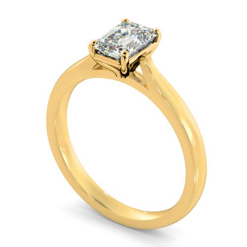 HRE406  Four Claw Emerald cut Solitaire Diamond Ring