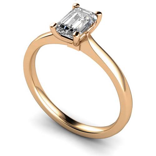 HRE422 Four Claw Emerald cut Solitaire Diamond Ring