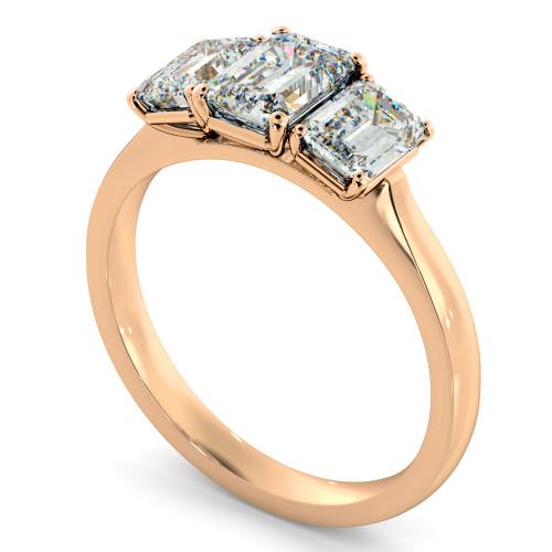 HRETR183 Emerald 3 Stone Diamond Ring