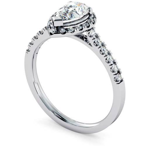 HRPESD695 Shoulder set Single Halo Pear cut Diamond Ring