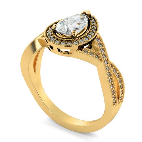 HRPESD840 Pear Halo Diamond Ring