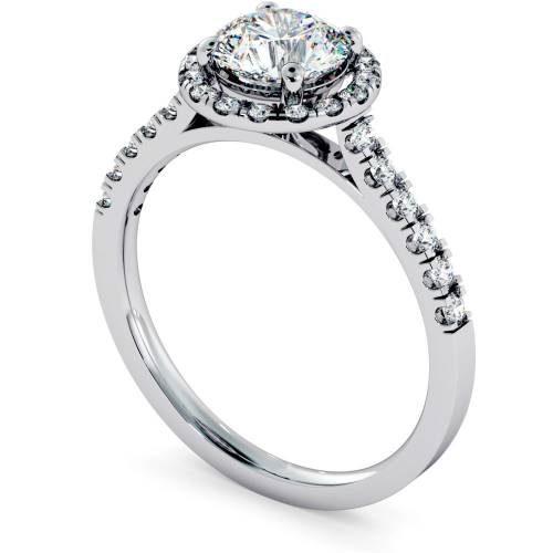 HRRSD683 Shoulder set Single Halo Round cut Diamond Ring