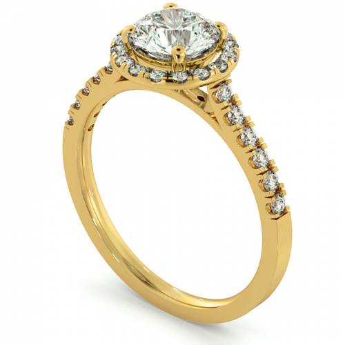 HRRSD683 Shoulder set Single Halo Round cut Diamond Ring