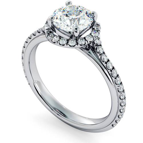 HRRSD693 Crossover Round cut Halo Diamond Ring