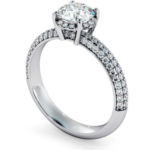 HRRSD698 Micro Pave set 3 Rows Round cut Halo Diamond Ring