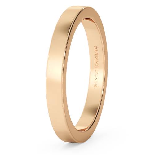 HWNA2517 Flat Wedding Ring - 2.5mm width, Medium depth