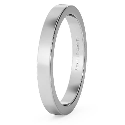 HWNA2517 Flat Wedding Ring - 2.5mm width, Medium depth