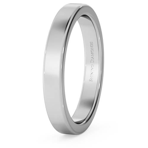 HWNA317 Flat Wedding Ring - 3mm width, Medium depth