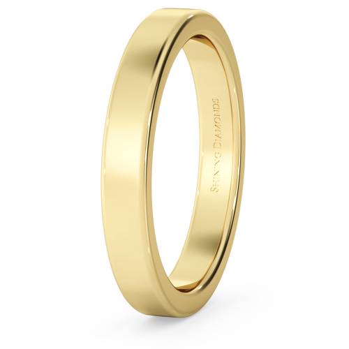HWNA317 Flat Wedding Ring - 3mm width, Medium depth