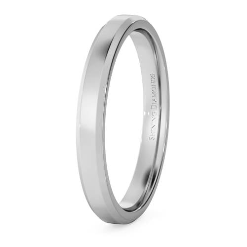 HWNB2513 Bevelled Edge Wedding Ring - 2.5mm width, 1.4mm depth