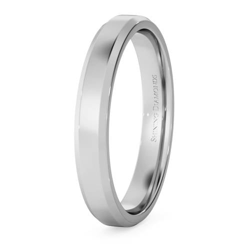 HWNB313 Bevelled Edge Wedding Ring - 3mm width, 1.4mm depth