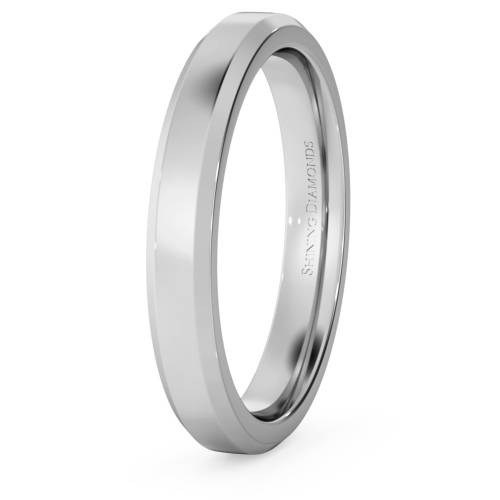 HWNB317 Bevelled Edge Wedding Ring - 3mm width, 1.8mm depth