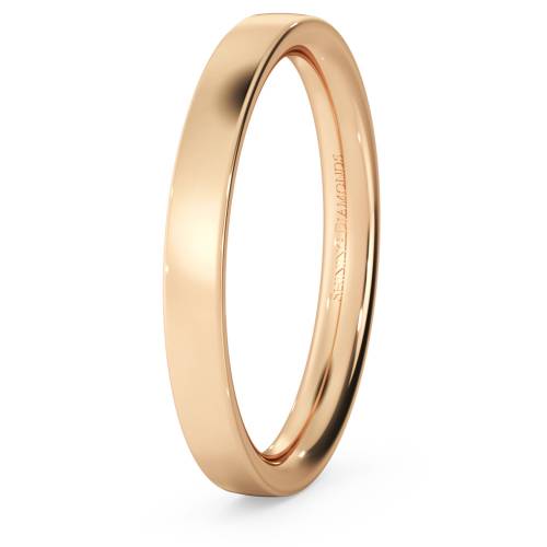 HWNC2517 Flat Court Wedding Ring - 2.5mm width, Medium depth