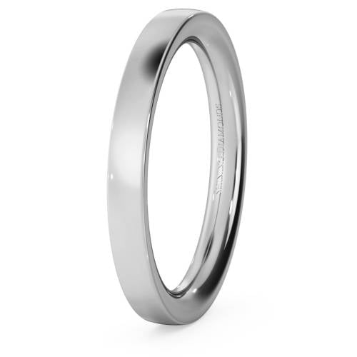 HWNC2521 Flat Court Wedding Ring - Heavy weight, 2.5mm width