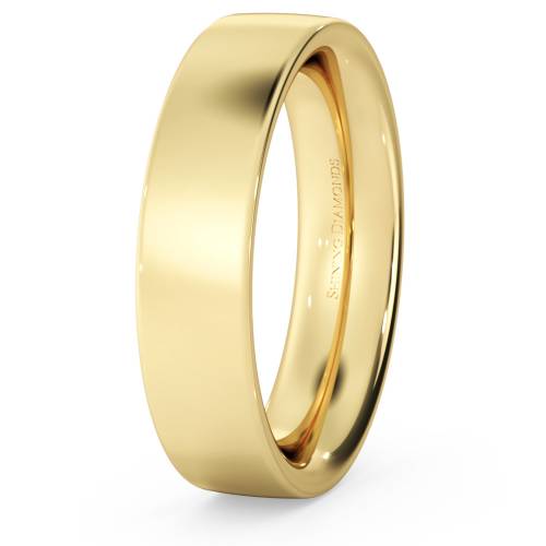HWNC521 Flat Court Wedding Ring - Heavy weight, 5mm width