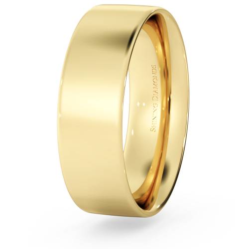 HWNC613 Flat Court Wedding Ring - 6mm width, Thin depth