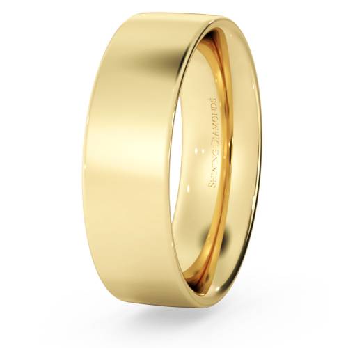 HWNC617 Flat Court Wedding Ring - 6mm width, Medium depth