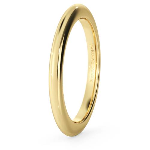 HWND221 D Shape Wedding Ring - Heavy weight, 2mm width