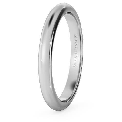 HWND2517 D Shape Wedding Ring - 2.5mm width, Medium depth