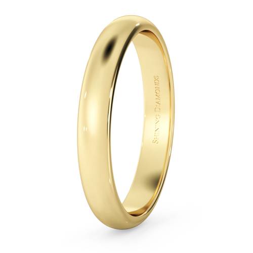 HWND313 D Shape Wedding Ring - Lightweight, 3mm width