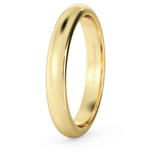 HWND317 D Shape Wedding Ring - 3mm width, Medium depth