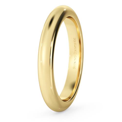 HWND321 D Shape Wedding Ring - Heavy weight, 3mm width